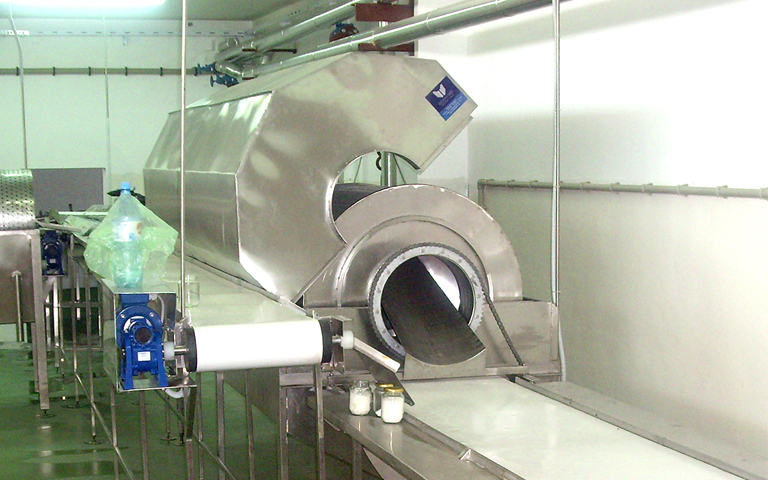 Output from Blancher with Conveyor Belt